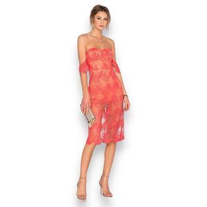 Lovers & Friends Breathless Burnt Orange Lace Mini Dress w/ Built In Bodysuit S